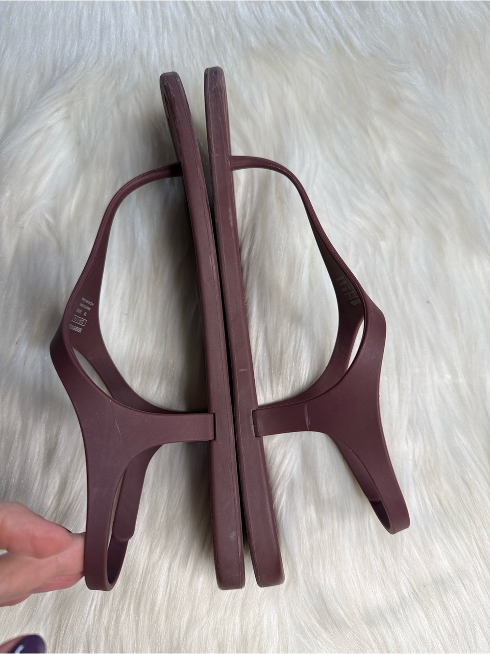 Zara Burgundy Rubber Thong Slingback Sandals - Picture 8 of 9